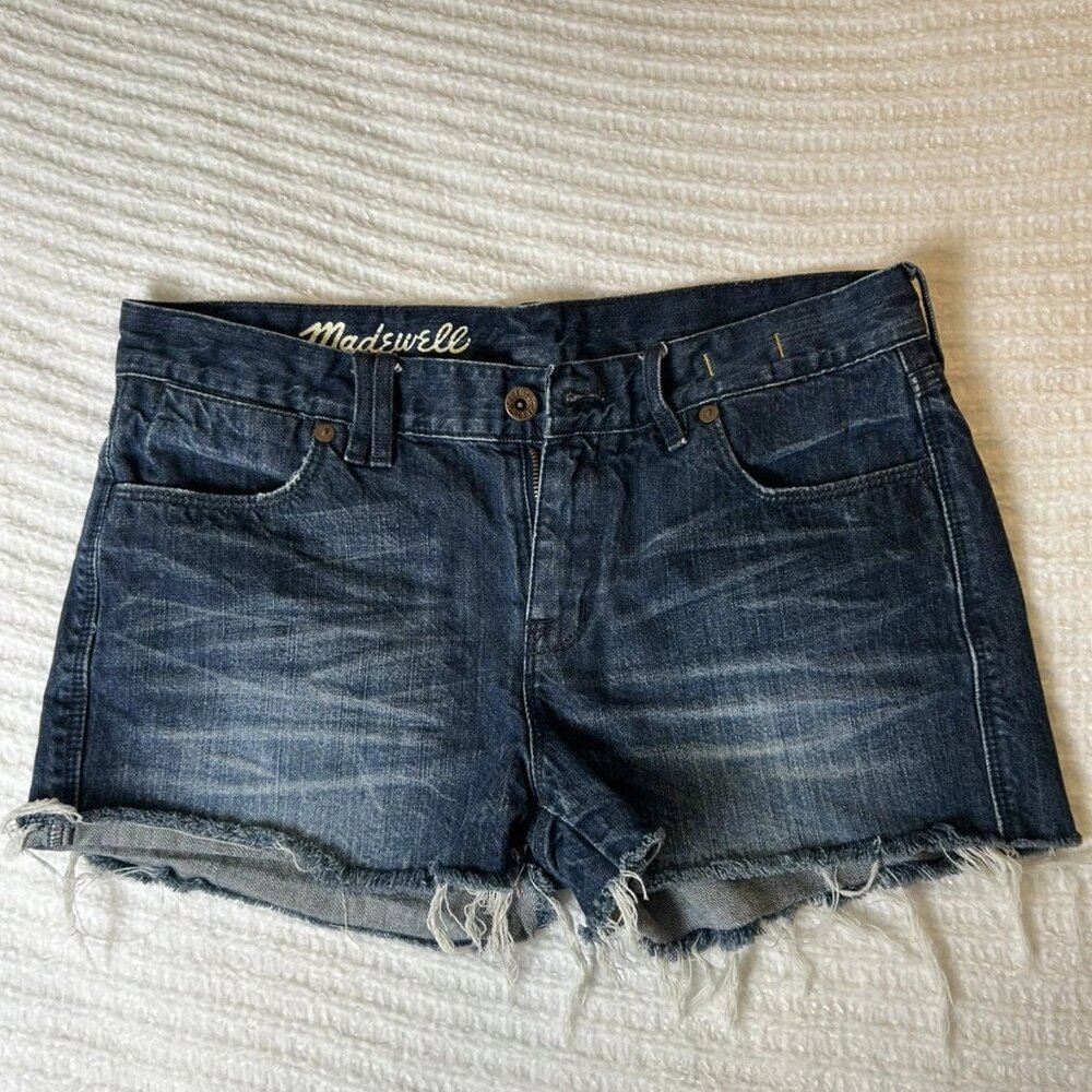 Madewell Dark Blue Distressed Denim Jean Shorts